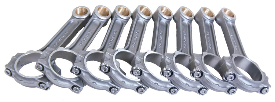 Eagle Specialty Products I Beam Connecting Rod, 6.125 in Long, Bushed, 7/16 in Cap Screws, ARP2000 Bolt, Forged, Steel, GM LS-Series, Set of 8