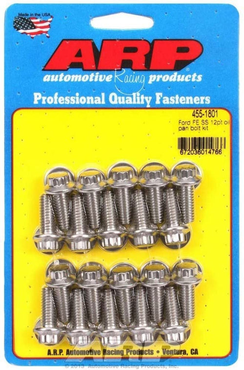 12-Point Oil Pan Bolt Kit ARP 455-1801 for Big Block Ford Stainless Steel