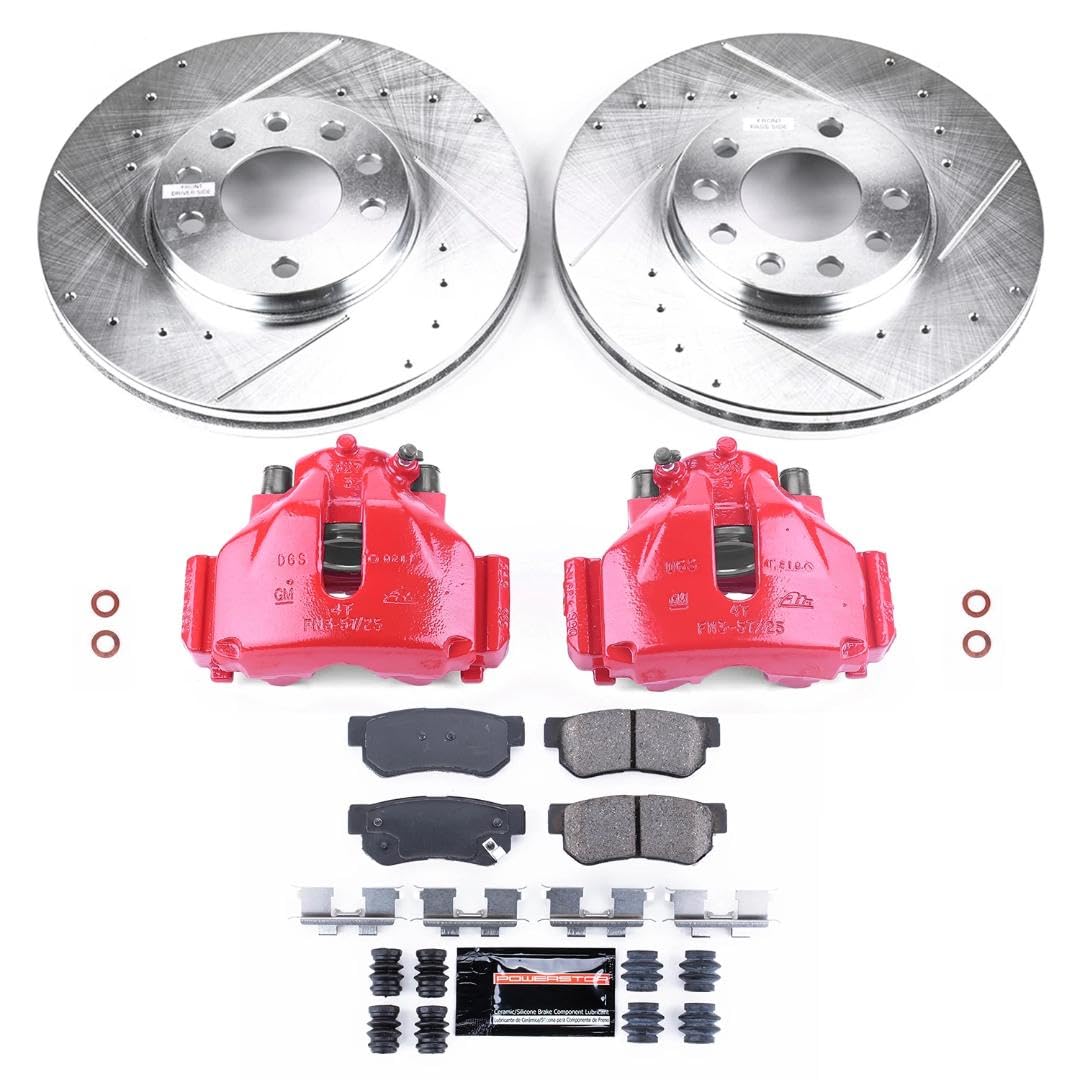 Power Stop Z23 Evolution Sport Brake Upgrade Kit with Powder Coated Calipers- Front For Saab 9-5, Saab 9-3, L100, L200, L300, LW200, LW300 [Model Specific]