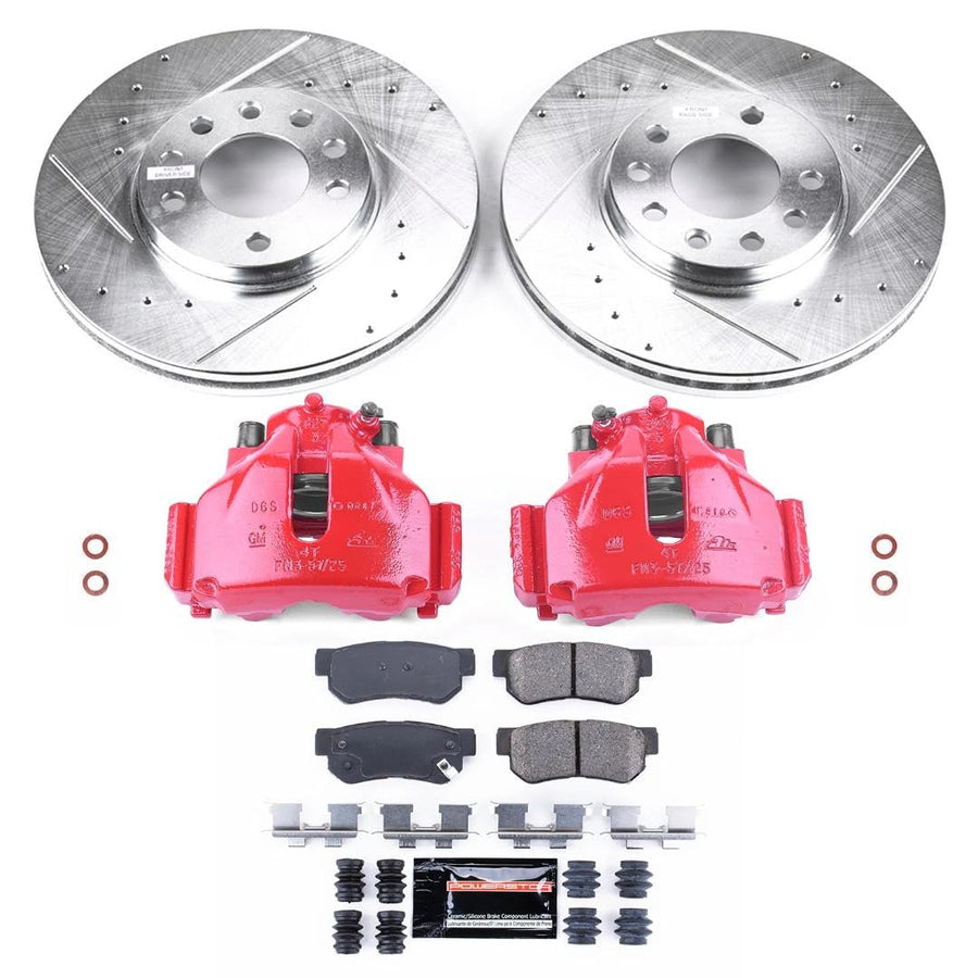 Power Stop Z23 Evolution Sport Brake Upgrade Kit with Powder Coated Calipers- Front For Saab 9-5, Saab 9-3, L100, L200, L300, LW200, LW300 [Model Specific]