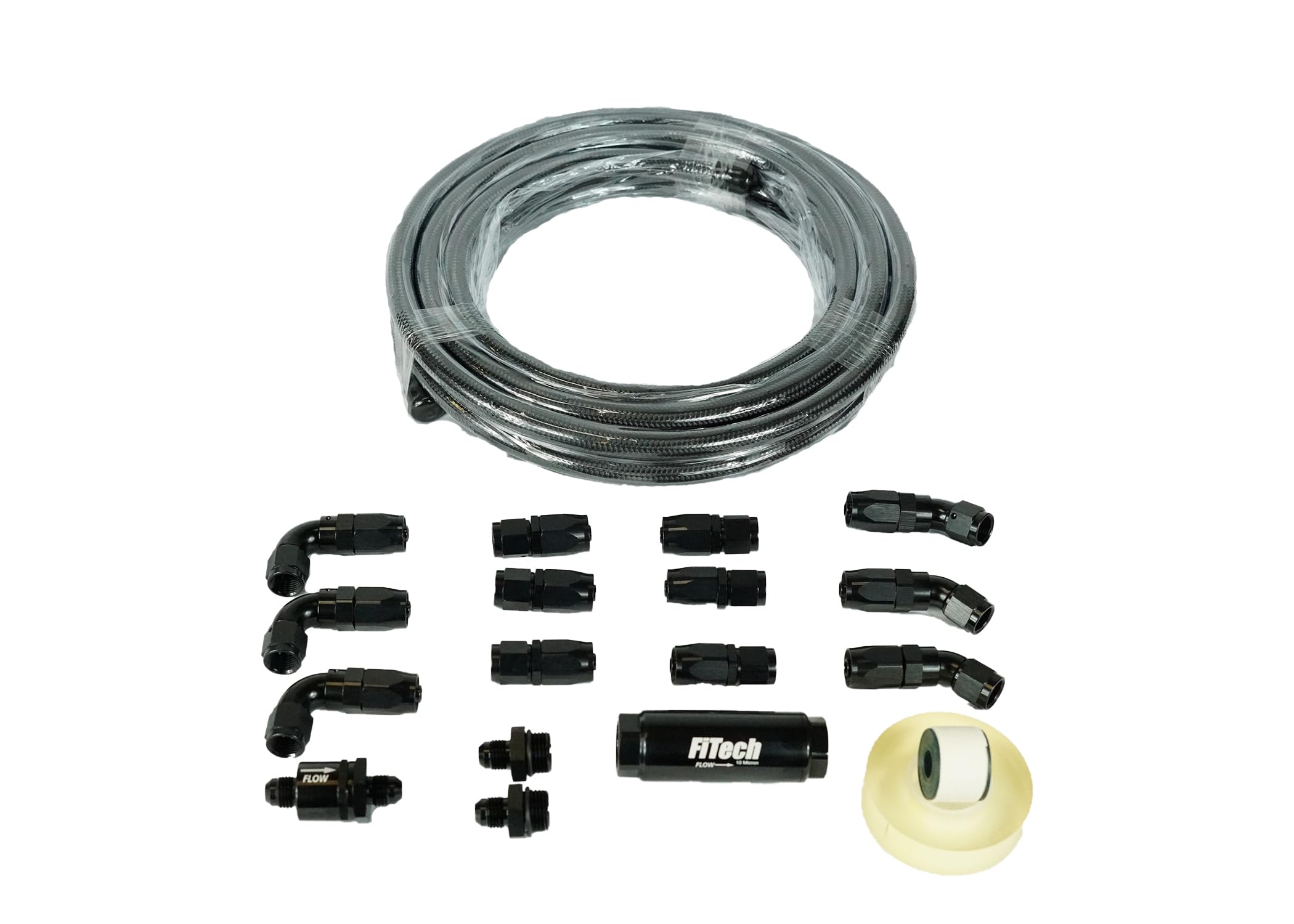 Go-Fuel FiTech Black Stainless Braided Fuel Hose Kit, 40ft