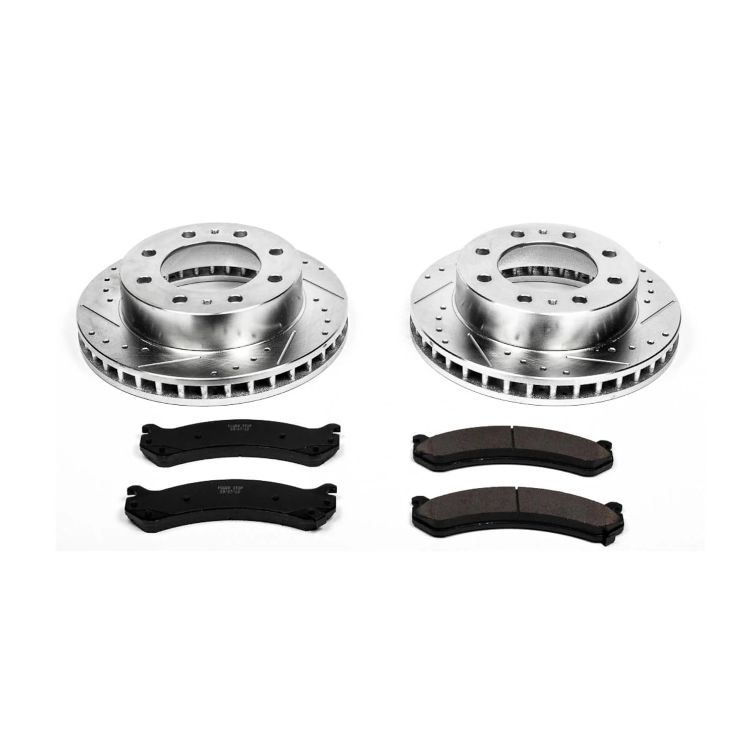 Power Stop K2020 Brake Pads Front Z23 Carbon Fiber with Drilled & Slotted Brake Rotors Kit