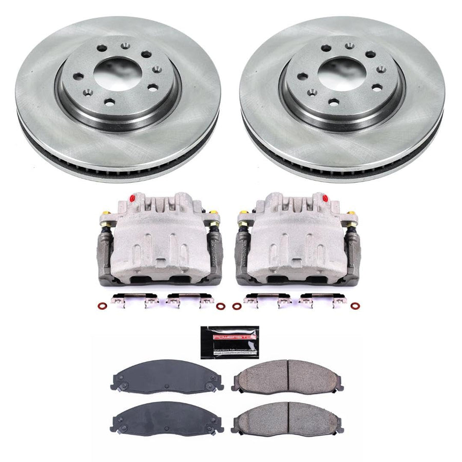 Power Stop KCOE1423 Brake Kit Stock Replacement with OE Calipers- Front For Cadillac STS 2005-2008 [Model Specific]