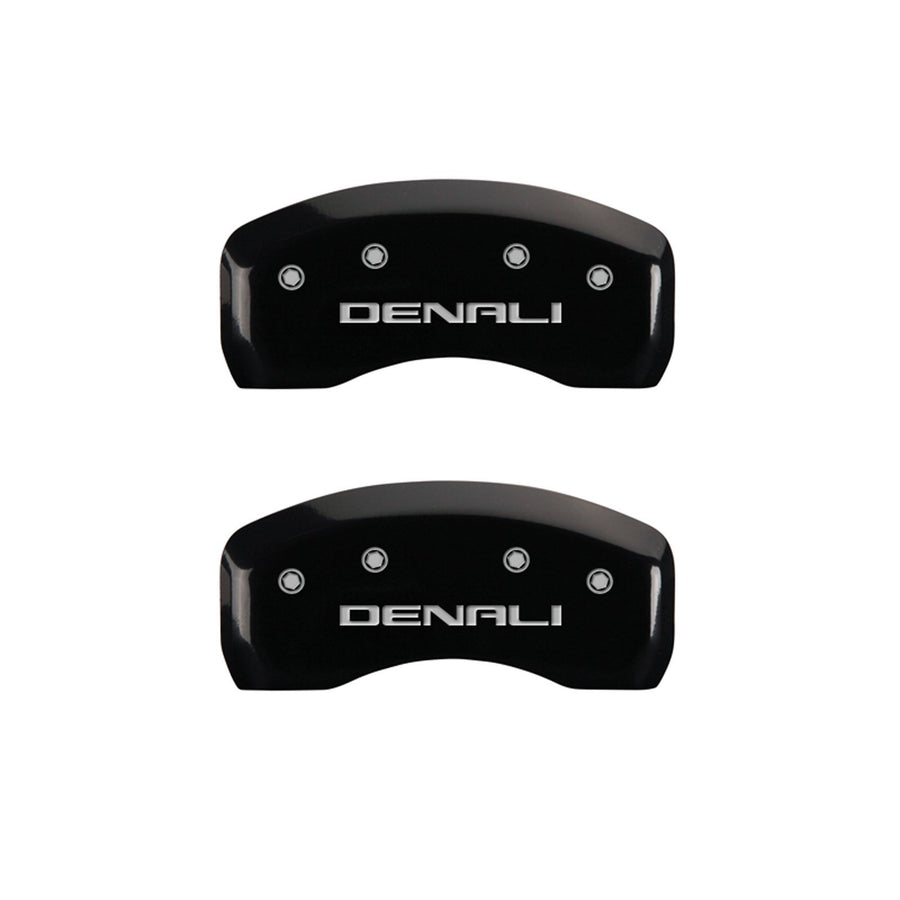 MGP Caliper Covers 'DENALI' 34002SDNLBK Engraved Caliper Cover with Black Powder Coat Finish and Silver Characters, (Set of 4)