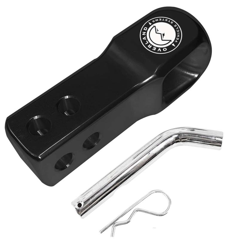 Aluminum Receiver Hitch Mount Overland Vehicle Systems for use with Soft Shackles - T6 6061 Aircraft Grade Aluminum - Glossy Black Powder Coated Finish