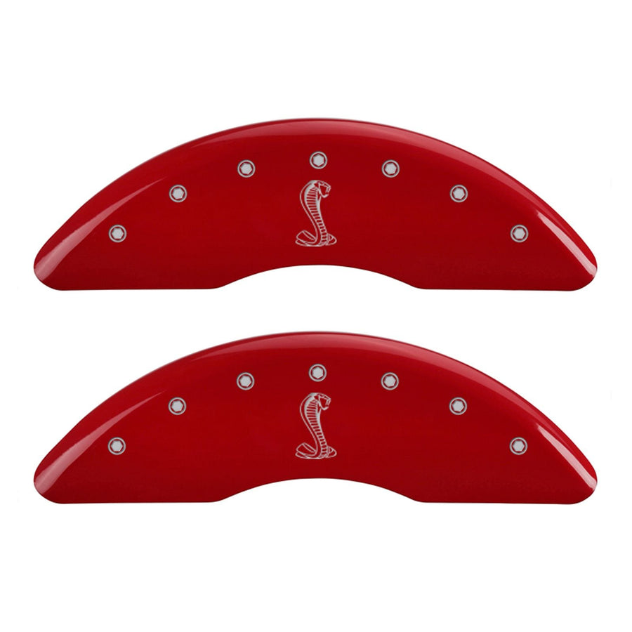 MGP 10201SSNKRD Caliper Covers Red Brake Covers Engraved with Silver Tiffany Snake (Set of 4)