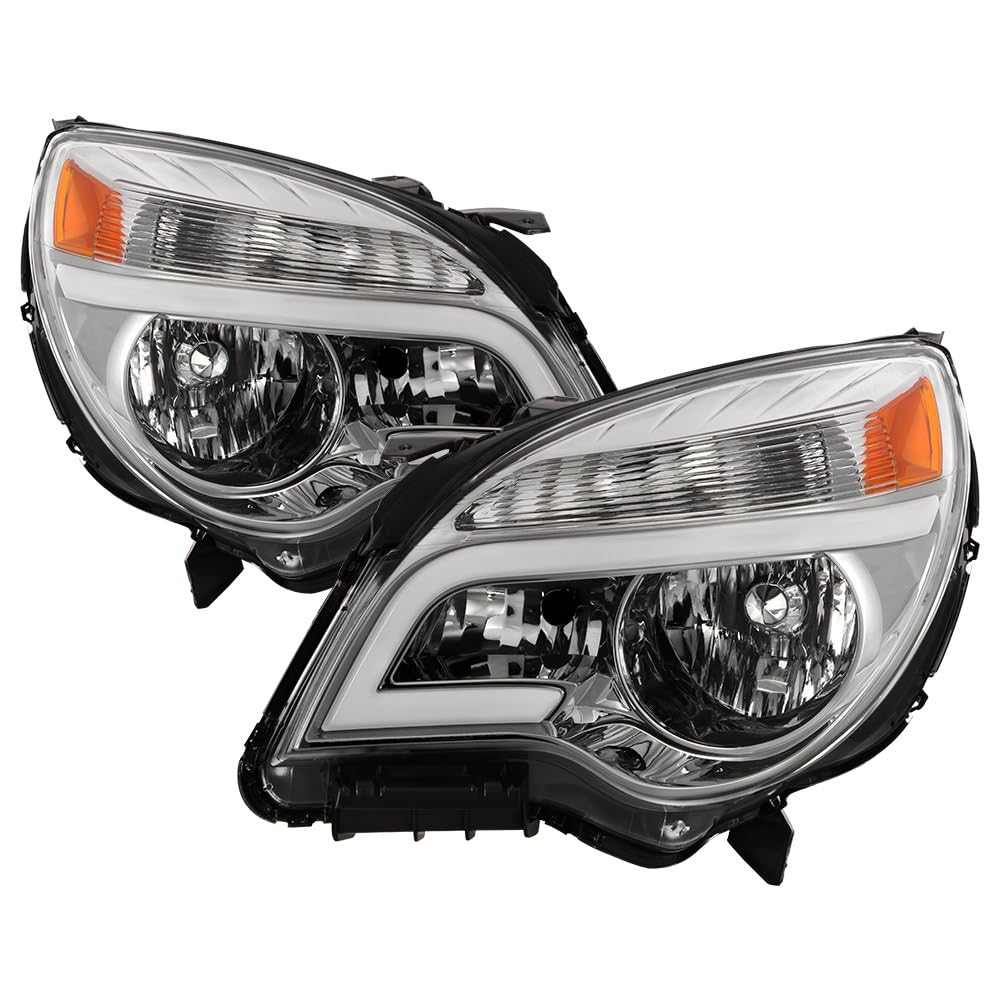 Spyder 2010-2017 Chevy Equinox Headlights (LS and LT Models only) with Light Bar -Low Beam-H11(Included) ; High Beam-9005(Included) ; Signal-7444NA(Included) - Chrome