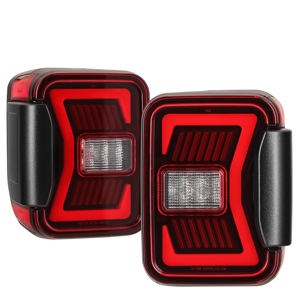 Taillights Winjet Compatible with 2019-2026 Jeep Gladiator JT [2019 2020 2021 2022 2023 2024 2025 2026 Jeep Gladiator JT] LED Sequential Tail Lights Rear Tail Lamps (Red Lens)