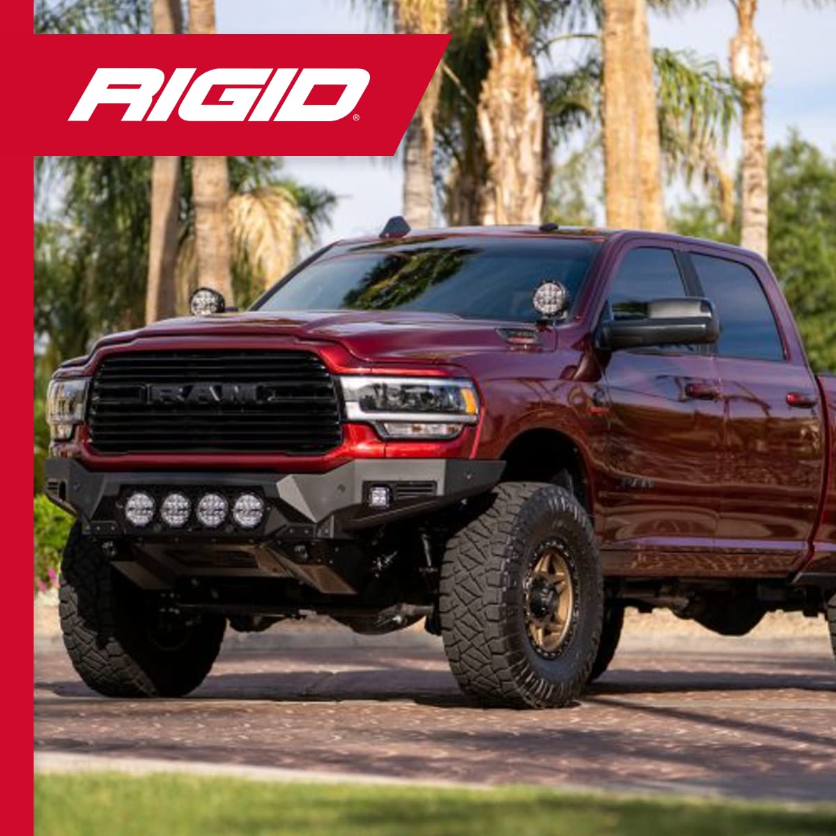 A-Pillar LED Light Mount Kit RIGID Industries FITS 2019+ Dodge RAM 2500/3500 Includes 6-Inch 360-Series Drive Optics w/Amber Backlighting and Amber & Black Covers