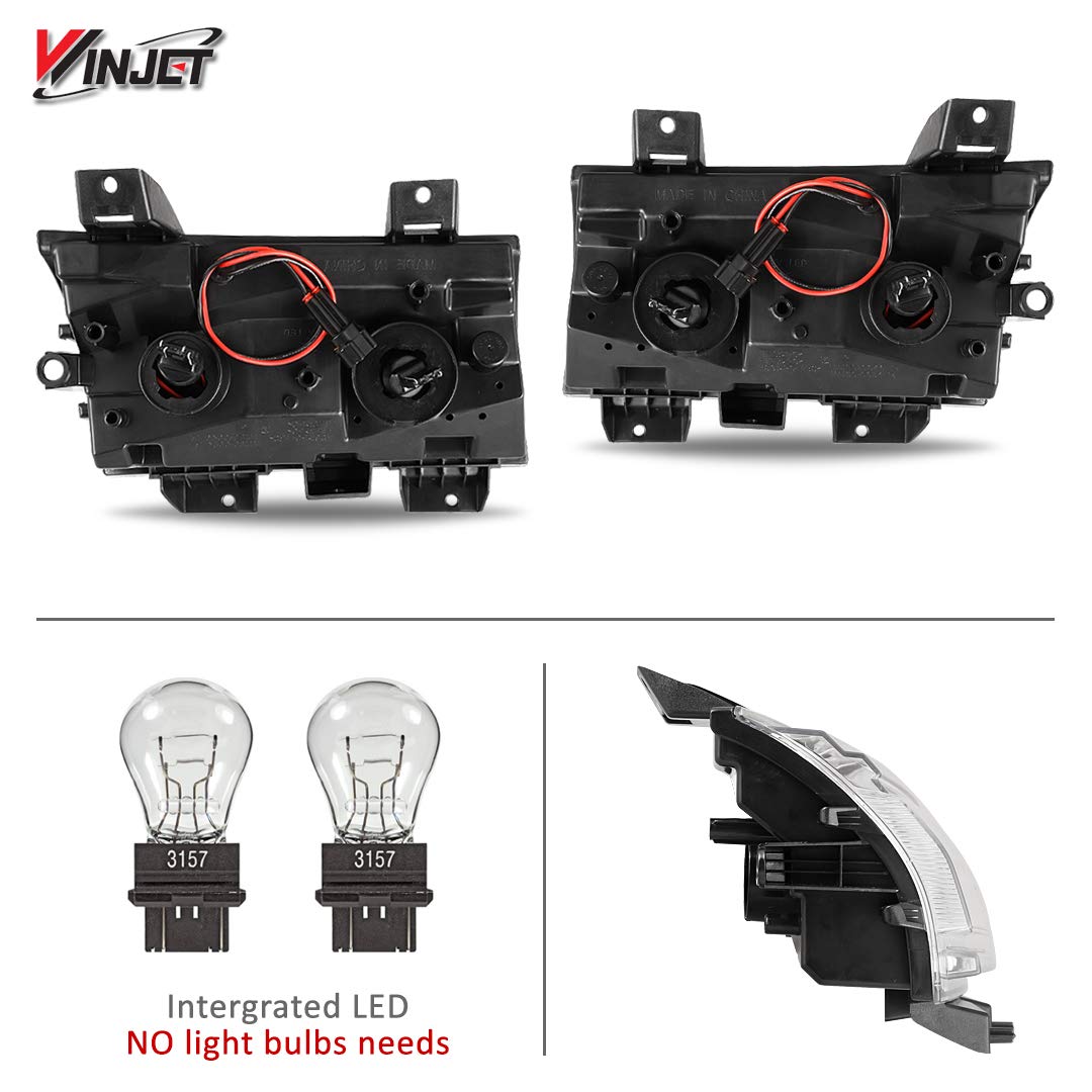 Fog Lights Winjet Compatible with [2018 2019 2020 Jeep Wrangler JL Gladiator JT] X-LED DRL Daytime Running Lights with Sequential Fender Turn Signal