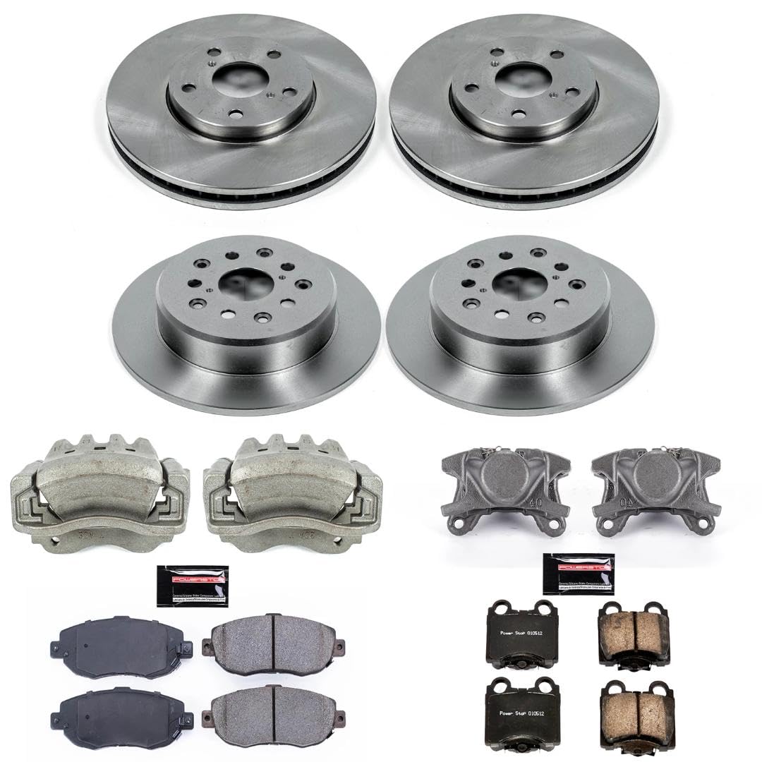 Power Stop KCOE1079A Replacement Autospeciality Front and Rear Caliper Kit- OE Rotors, Ceramic Brake Pads, Calipers For Lexus IS300 2001-2005 [Model Specific]