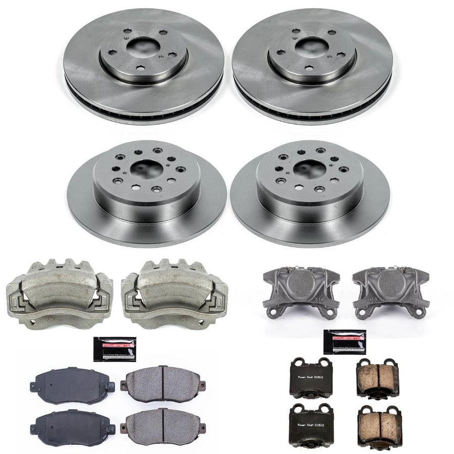 Power Stop KCOE1079A Replacement Autospeciality Front and Rear Caliper Kit- OE Rotors, Ceramic Brake Pads, Calipers For Lexus IS300 2001-2005 [Model Specific]