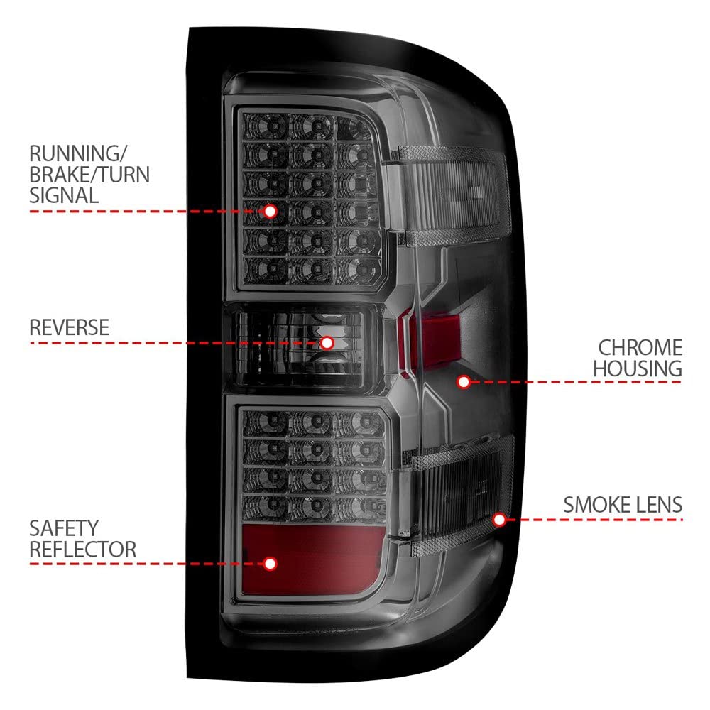 15-19 Chevy Silverado 2500HD/3500HD ANZO USA Aridex LED Tail Lights Smoke w/Clear Lens (311424)