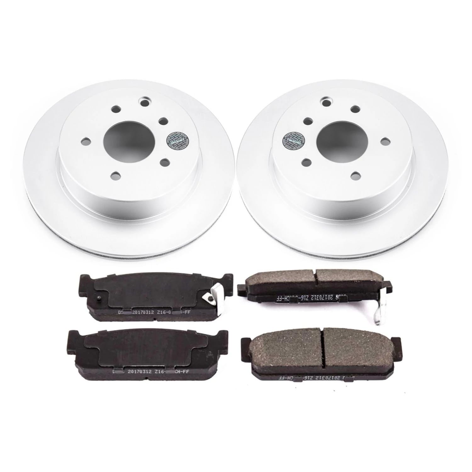 Power Stop Coated CRK1165 Brake Rotors and Z17 Ceramic Brake Pads Kit For INFINITI J30 1993-1997, INFINITI Q45 1997-2001 [Model Specific]
