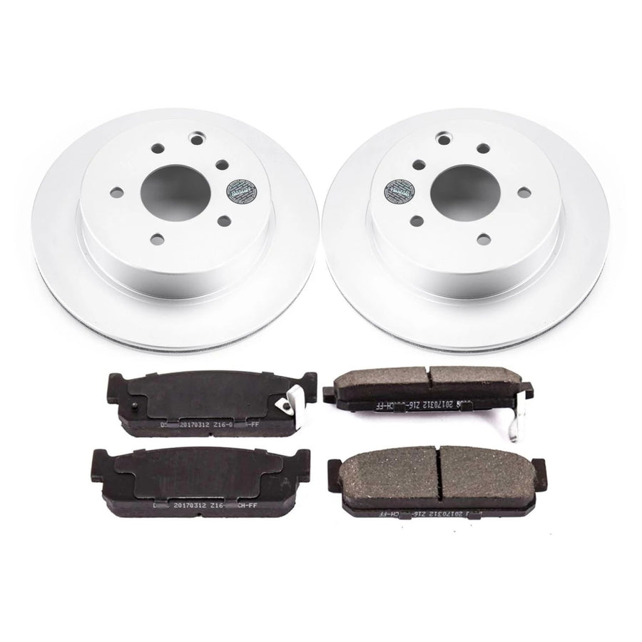 Power Stop Coated CRK1165 Brake Rotors and Z17 Ceramic Brake Pads Kit For INFINITI J30 1993-1997, INFINITI Q45 1997-2001 [Model Specific]