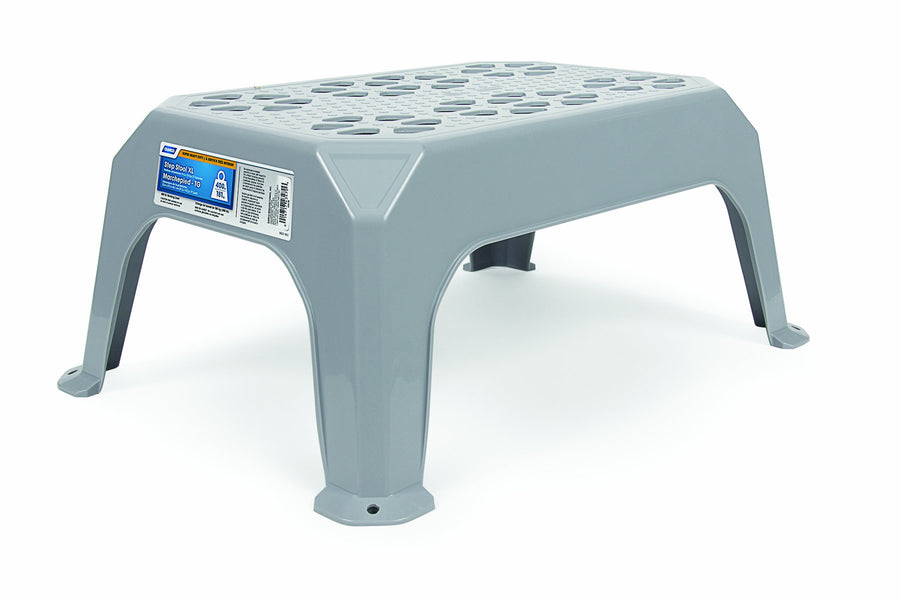 Camco Large Durable Step Stool - Textured Platform Surface to Help Prevent Slipping | Lightweight & Sturdy | Excellent Design for RVs, Trailers, Trucks | 400 lb. Capacity | 23" x 16" x 9 ¼" - Gray (43470)