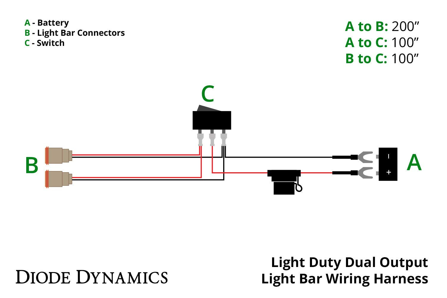 Light Duty Diode Dynamics Dual Output Light Bar Wiring Harness