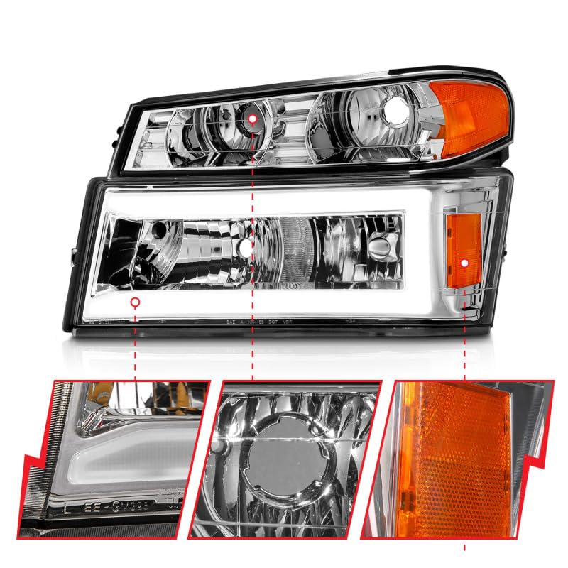 04-12 GM Colorado/Canyon/I-Series Anzo USA - Crystal Headlights - w/Light Bar Chrome Housing 4pcs (111559)