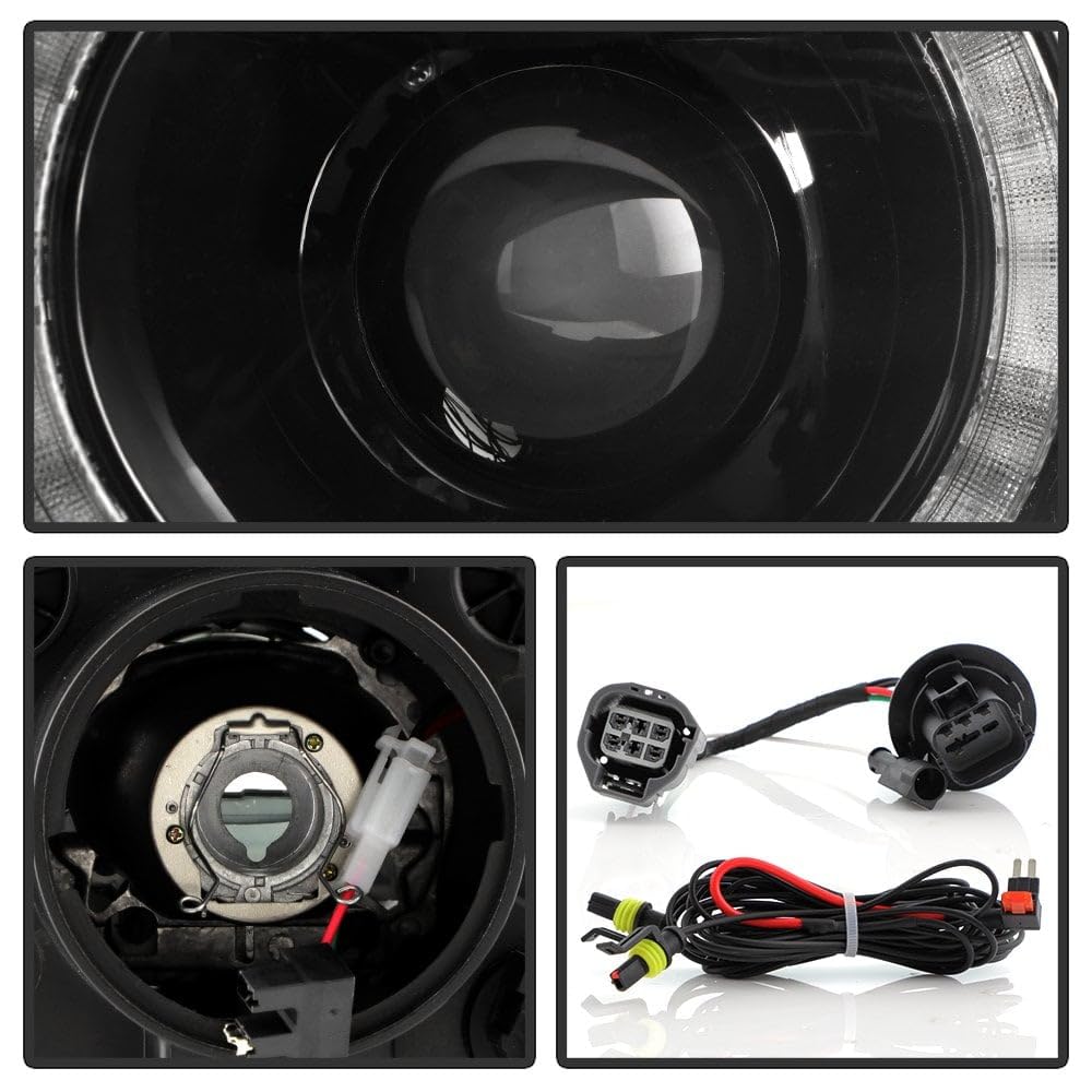 Chevy Camaro (POE) 14-15 Fit Halogen w/LED DRL Projector Headlight - Black (OE Plus HID Style)