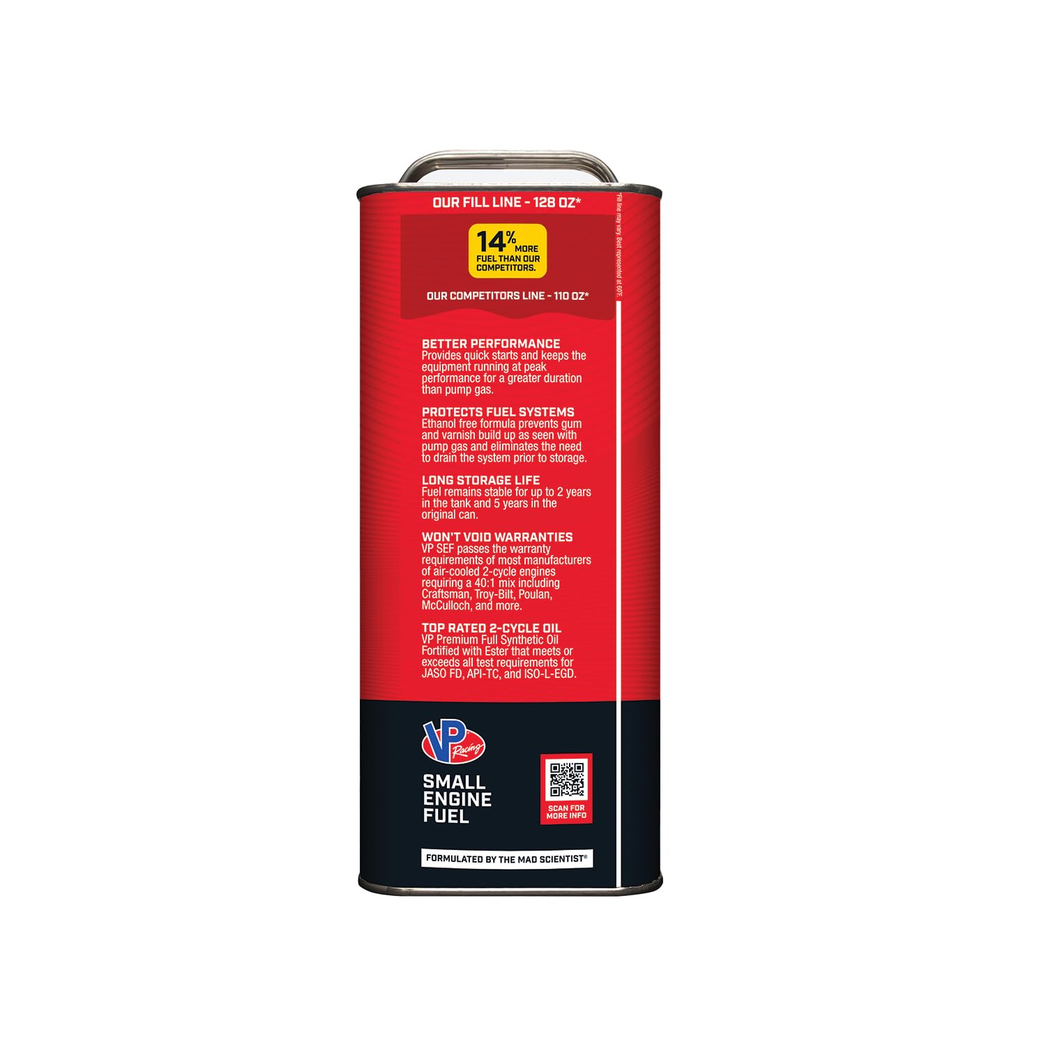Ready to Use VP Racing Fuels 6291, 40:1 Premixed 2-Cycle Small Engine Fuel (SEF) - Gallon (4 Pack)