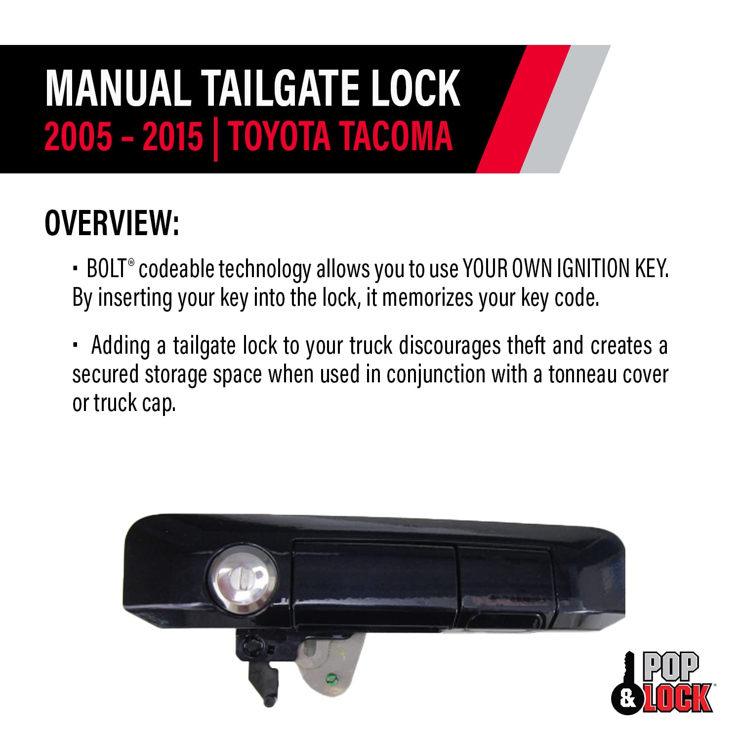 Pop & Lock Nautical Blue Metallic PL5407 Manual Tailgate Lock with Bolt Codeable for Toyota Tacoma