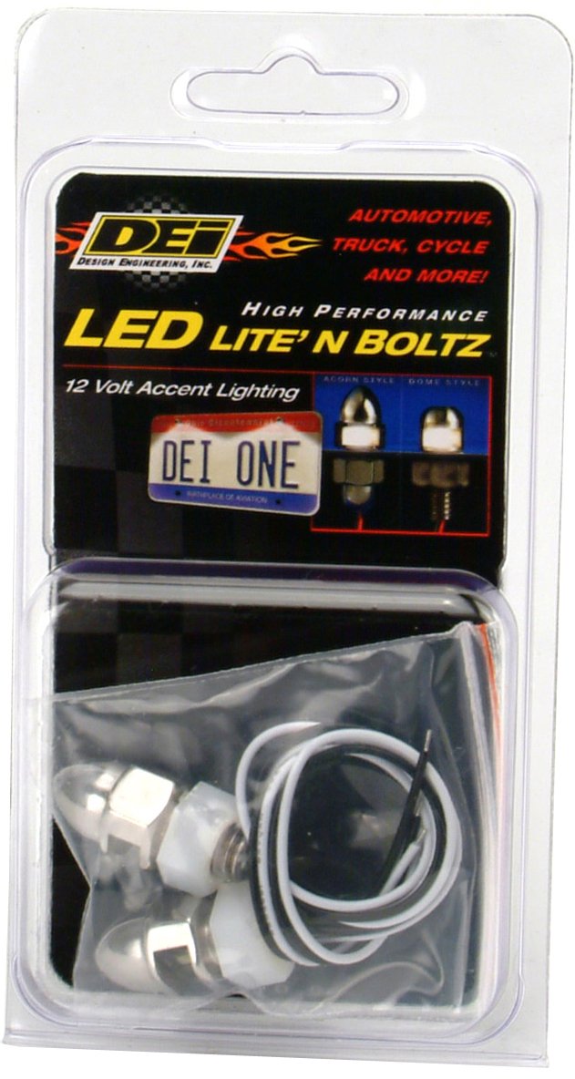 Lite'N Boltz Design Engineering 030311 LED License Plate Lighting Kit with Acorn Shape Head, 2 Piece - Polished