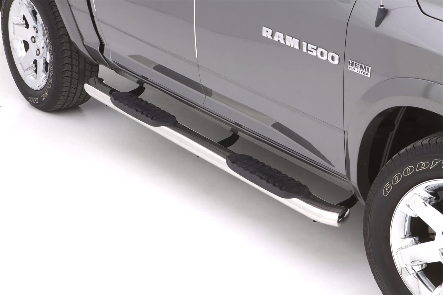 Lund 5" Oval Curved Polished Stainless Steel Nerf Bars for 2009-2018 Dodge Ram 1500, 2010-2018 Ram 2500/3500 Crew Cab