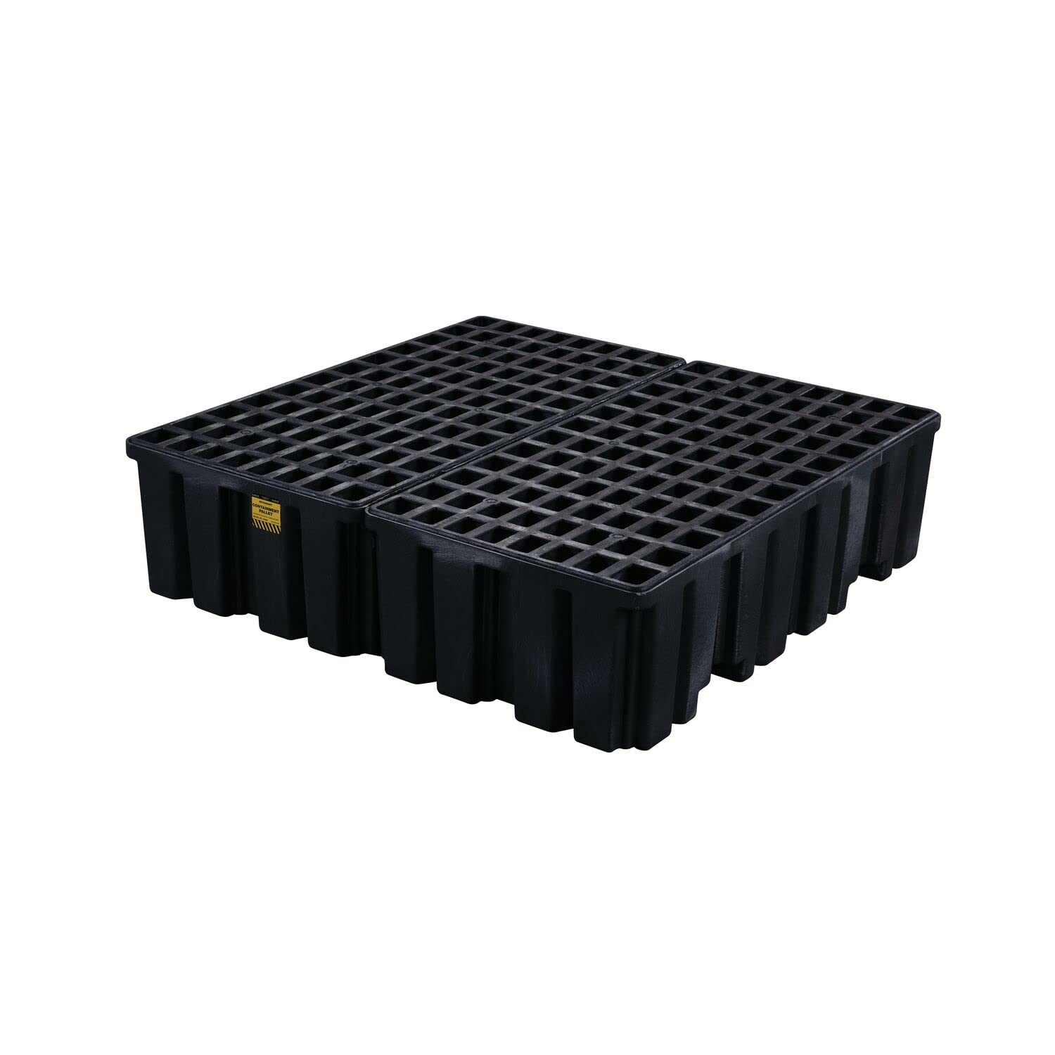 High Capacity Eagle 4 Drum Spill Containment Pallet with Forklift Pockets, 52.5"x51"x13.75", 132 Gallon Sump, 8,000 lbs. Load Capacity Secondary Containment Pallet, Made in USA, Black, 1640BND