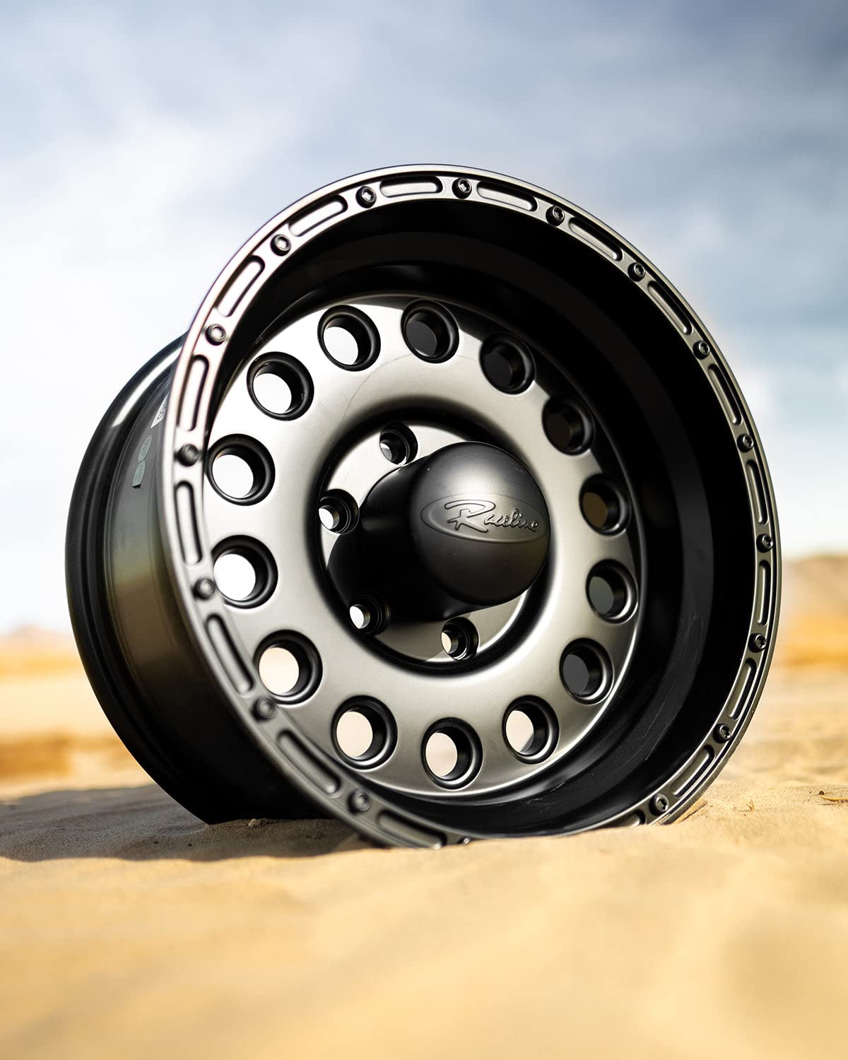 887B Raceline Wheels ROCKCRUSHER Wheel Black 16X10"6X5.5 Bolt Pattern -24mm Offset/(4.56"B/S) Aluminum Passenger Car Wheels, Full Size Replacement Black Car Rims