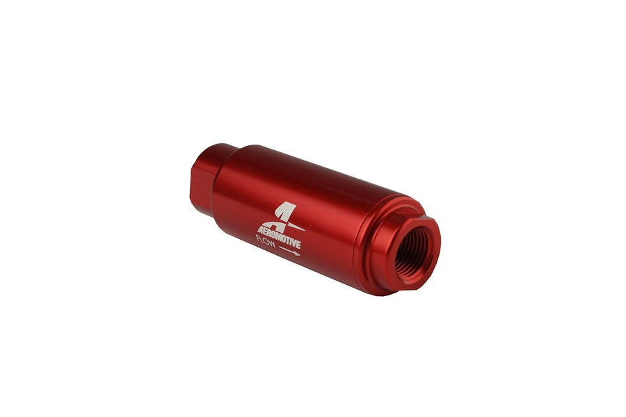 In-Line Aeromotive 12316 Filter, 100-Micron Stainless Mesh Element, 3/8" NPT Port, Bright-Dip Red, SS Series, 1-1/4" OD