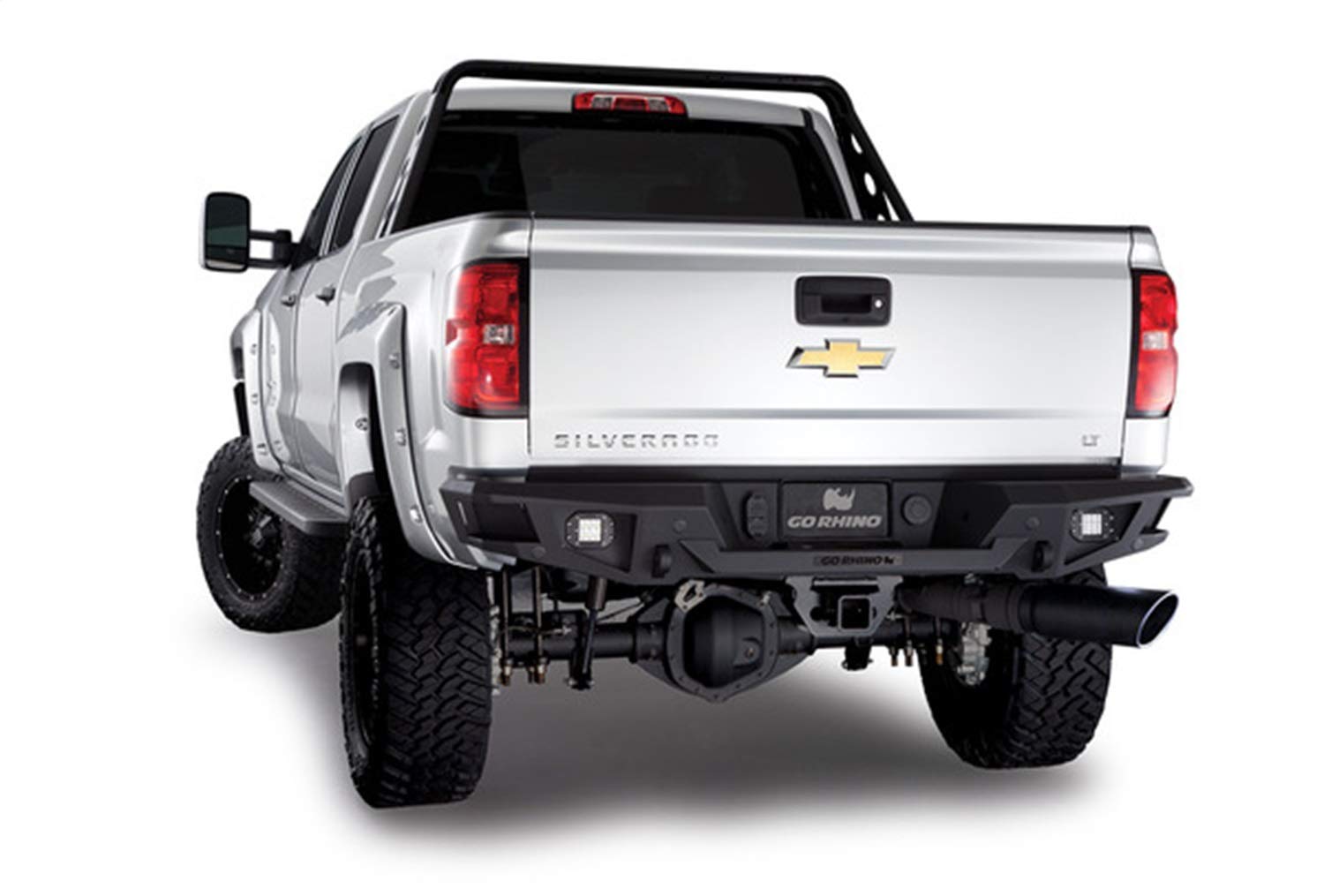 Go Rhino Rear Bumper BR20 | Mild Steel, Textured Black | 28173T | Fits 2015 - 2019 Chevrolet Silverado & GMC Sierra 2500 HD, 3500 HD