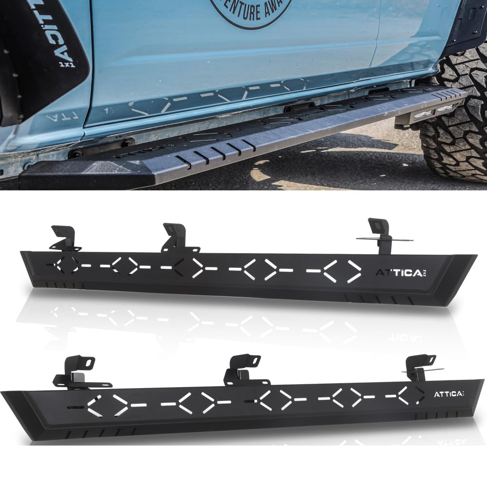 Attica4x4 Cobra Tek - Side Step w/Step Lights | Compatible with Ford Bronco (2021-2023) | Durable Steel Construction | Adventure-Ready Design | Textured Black Powder Coat.