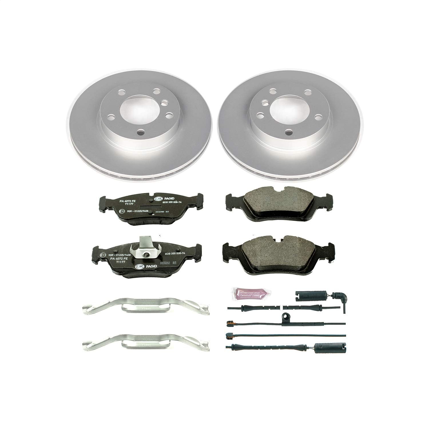 Power Stop ESK496 Euro-Stop Front Brake Kit and 2 Front Sensor Wires For BMW 318i, BMW 318is, BMW 3, BMW 323i, BMW 323is, BMW 325i, BMW 325is, BMW 328i, BMW 328is, BMW Z3, BMW Z4 [Model Specific]
