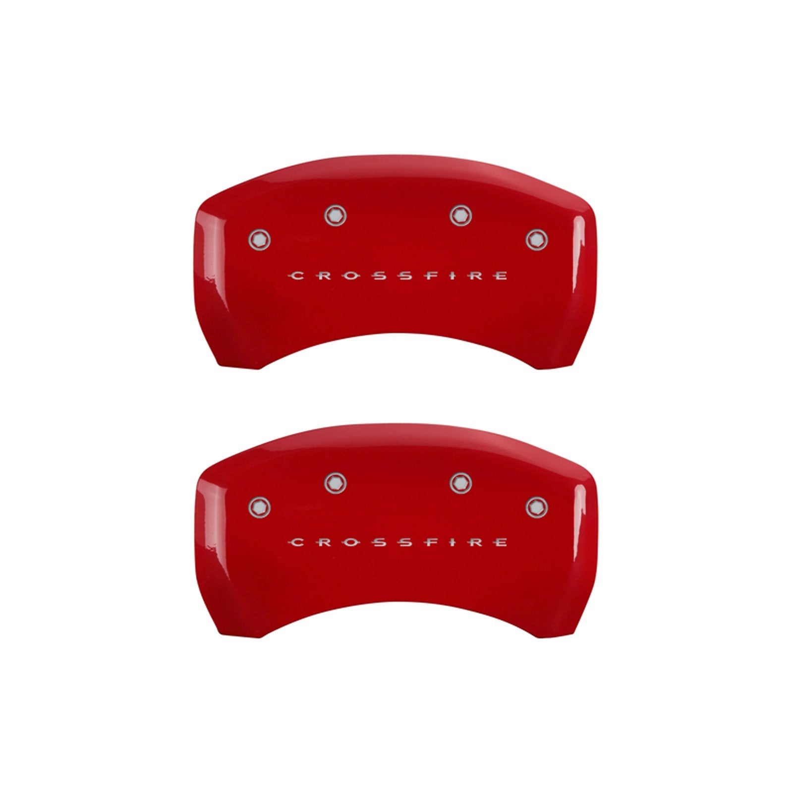 MGP 'CROSSFIRE' Caliper Covers 32011SCRFRD Engraved Caliper Cover with Red Powder Coat Finish and Silver Characters, (Set of 4)