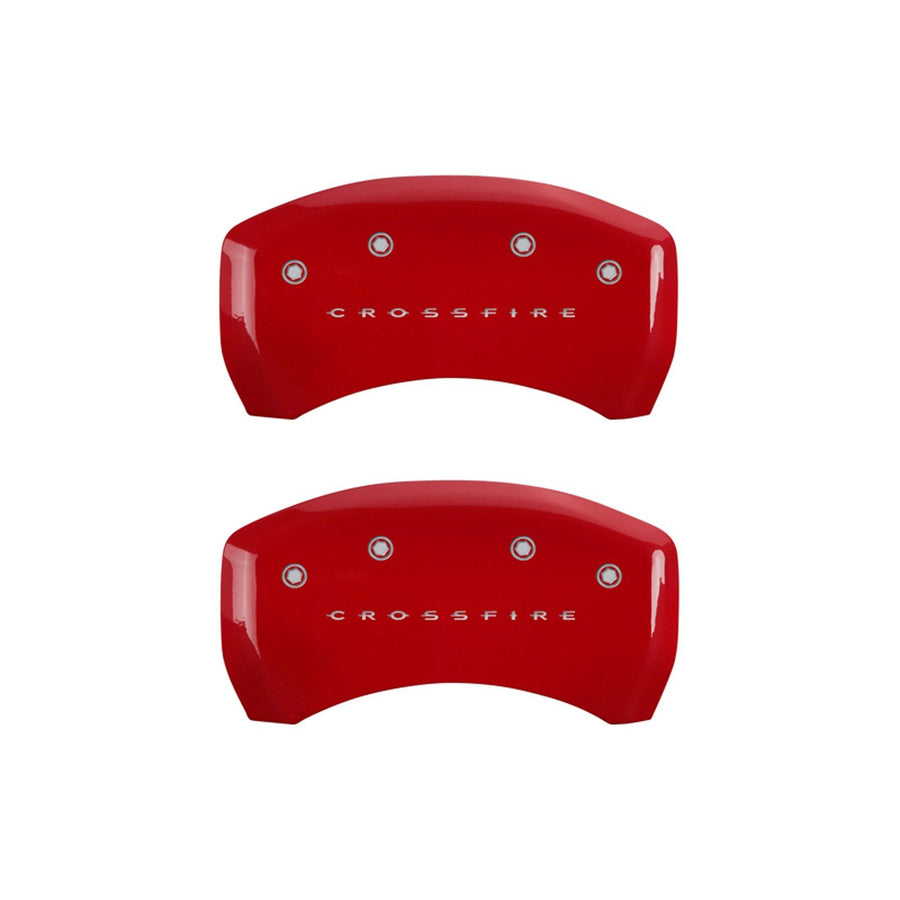 MGP 'CROSSFIRE' Caliper Covers 32011SCRFRD Engraved Caliper Cover with Red Powder Coat Finish and Silver Characters, (Set of 4)