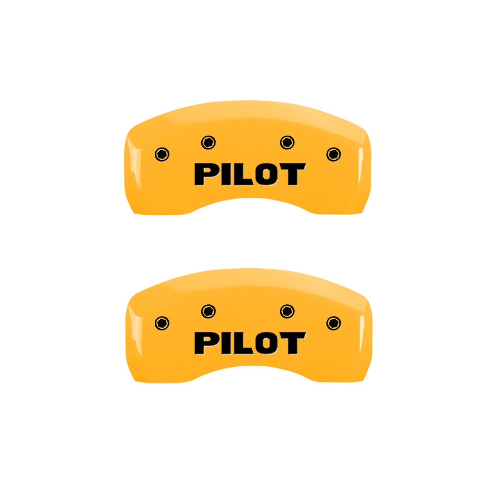 Brake Caliper Covers MGP Compatible with 2009-2025 Honda Pilot, 2017-2025 Ridgeline - Powder-Coated Finish, 4PCS Front and Rear (Yellow - Honda/Pilot Pre 2015 Engraving)