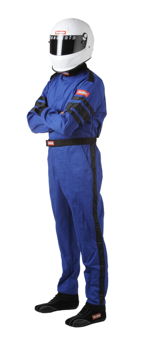 110026RQP RaceQuip 110 Series 1-Pc Driving Suit SFI 3.2A/1 Blue/Black Stripe XL