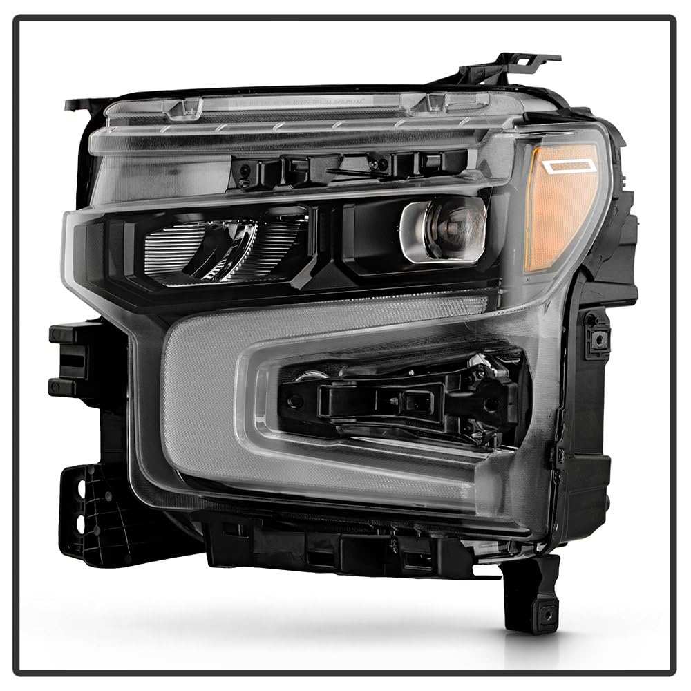 Chevy Silverado 22-24 1500 (Trail Boss RST W/Rally Edition) Spyder LED Reflector with LED Signature DRL and Amber Tracer Animation Black Bezel Headlight - OE Black Left