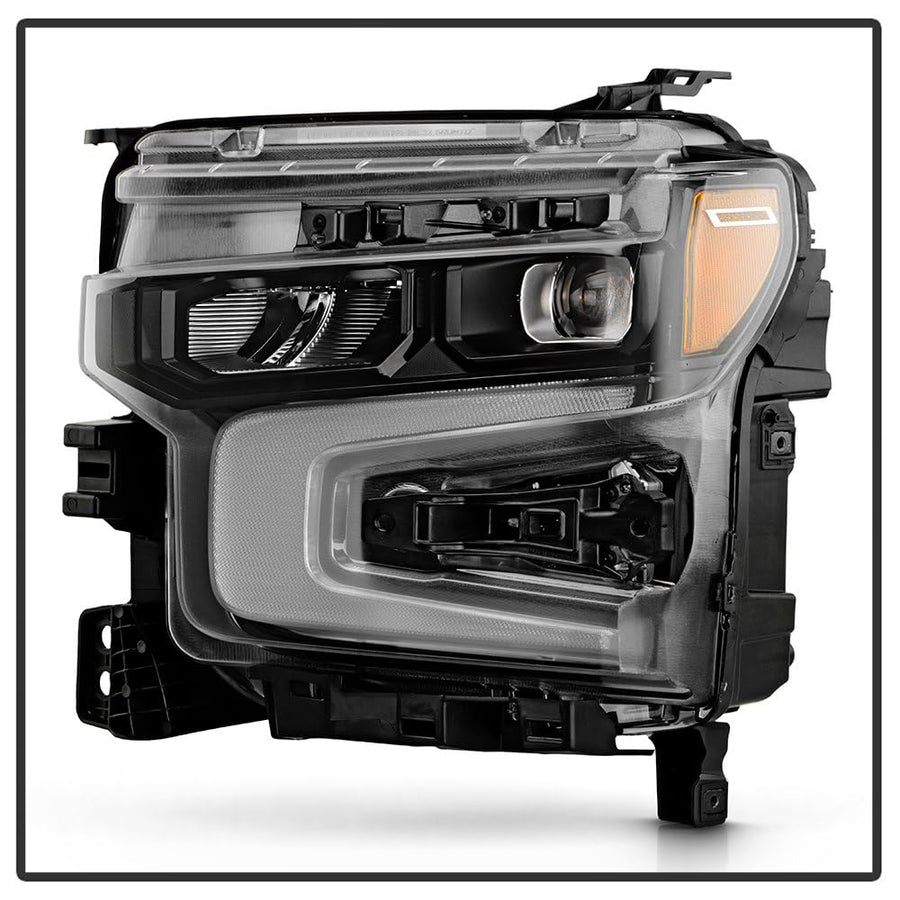 Chevy Silverado 22-24 1500 (Trail Boss RST W/Rally Edition) Spyder LED Reflector with LED Signature DRL and Amber Tracer Animation Black Bezel Headlight - OE Black Left