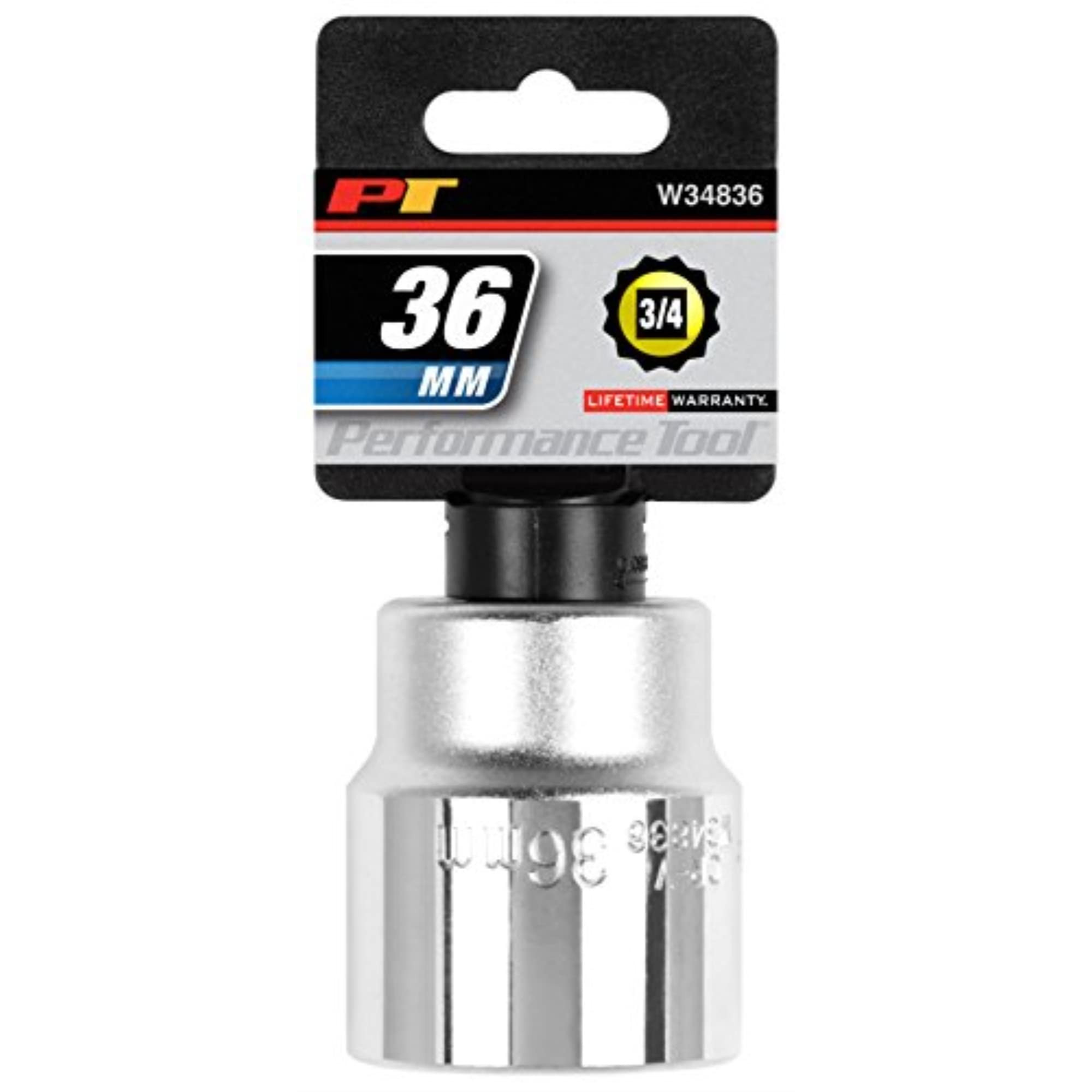W34836 Performance Tool 3/4-Inch Drive 12-Point Standard Socket 36mm