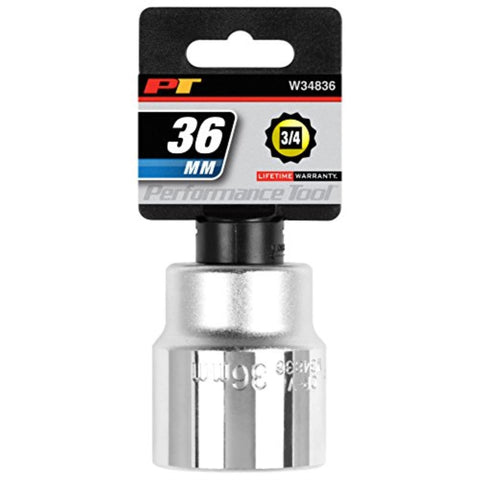 W34836 Performance Tool 3/4-Inch Drive 12-Point Standard Socket 36mm