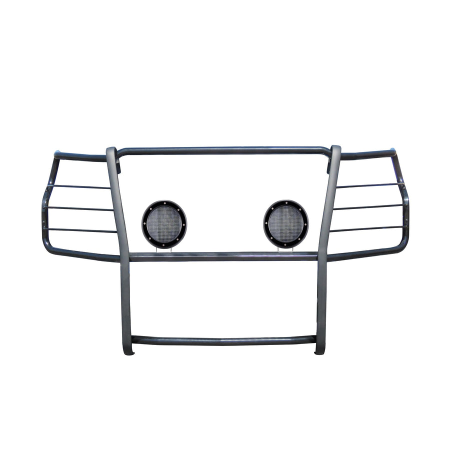 Black Horse Grille Brush Bumper Guard Black Modular Come with Pair of 5.3" Dia.LED Lights with Trim Rings Compatible with 2020-2024 Silverado 3500 HD|2020-2024 Silverado 2500 HD-17GT30MA-PLFB