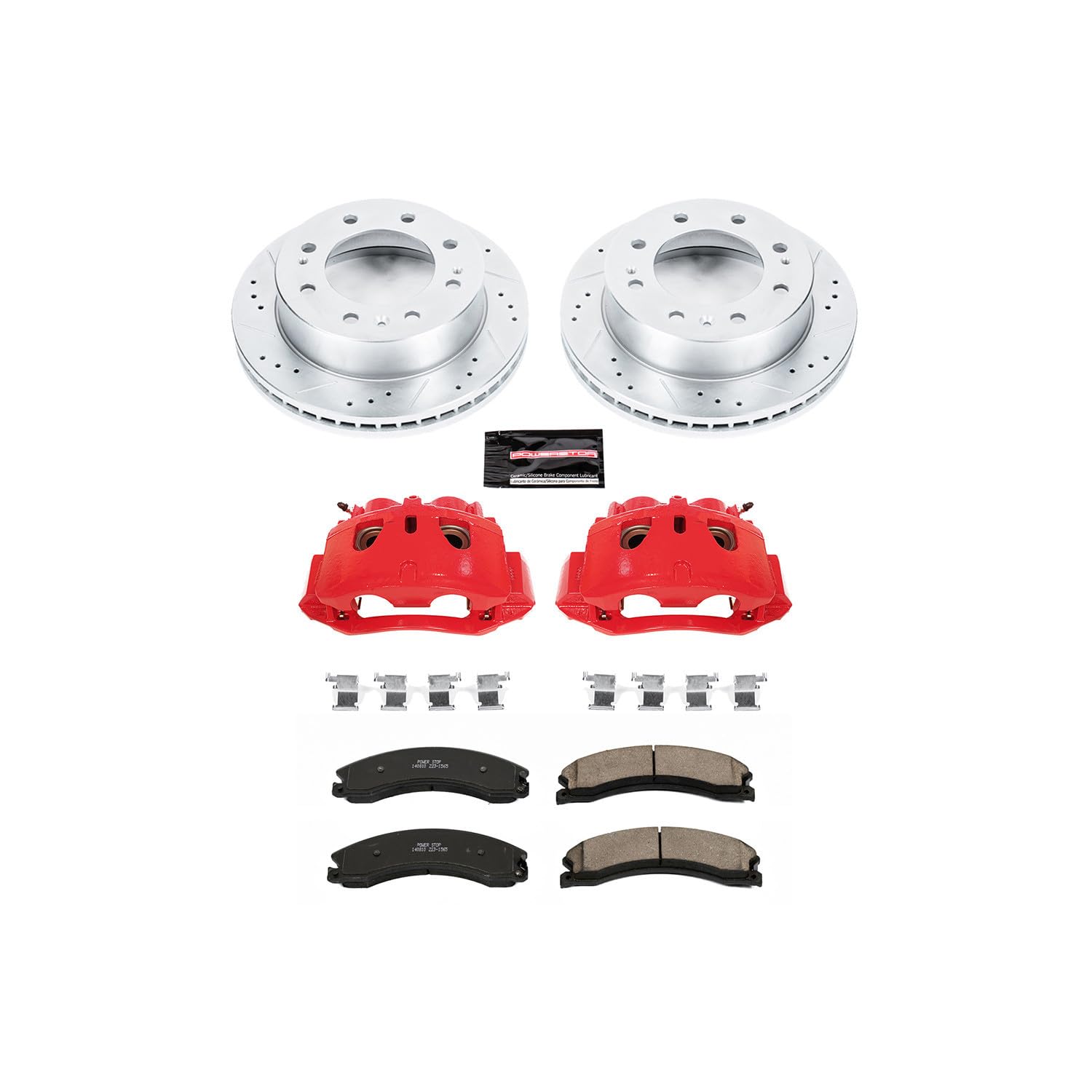 Power Stop Z23 Evolution Front Brake Caliper Kit KC6258- Brake Rotors, Carbon-Fiber Ceramic Brake Pads, Brake Calipers For Suburban 3500 Sierra 2500 3500