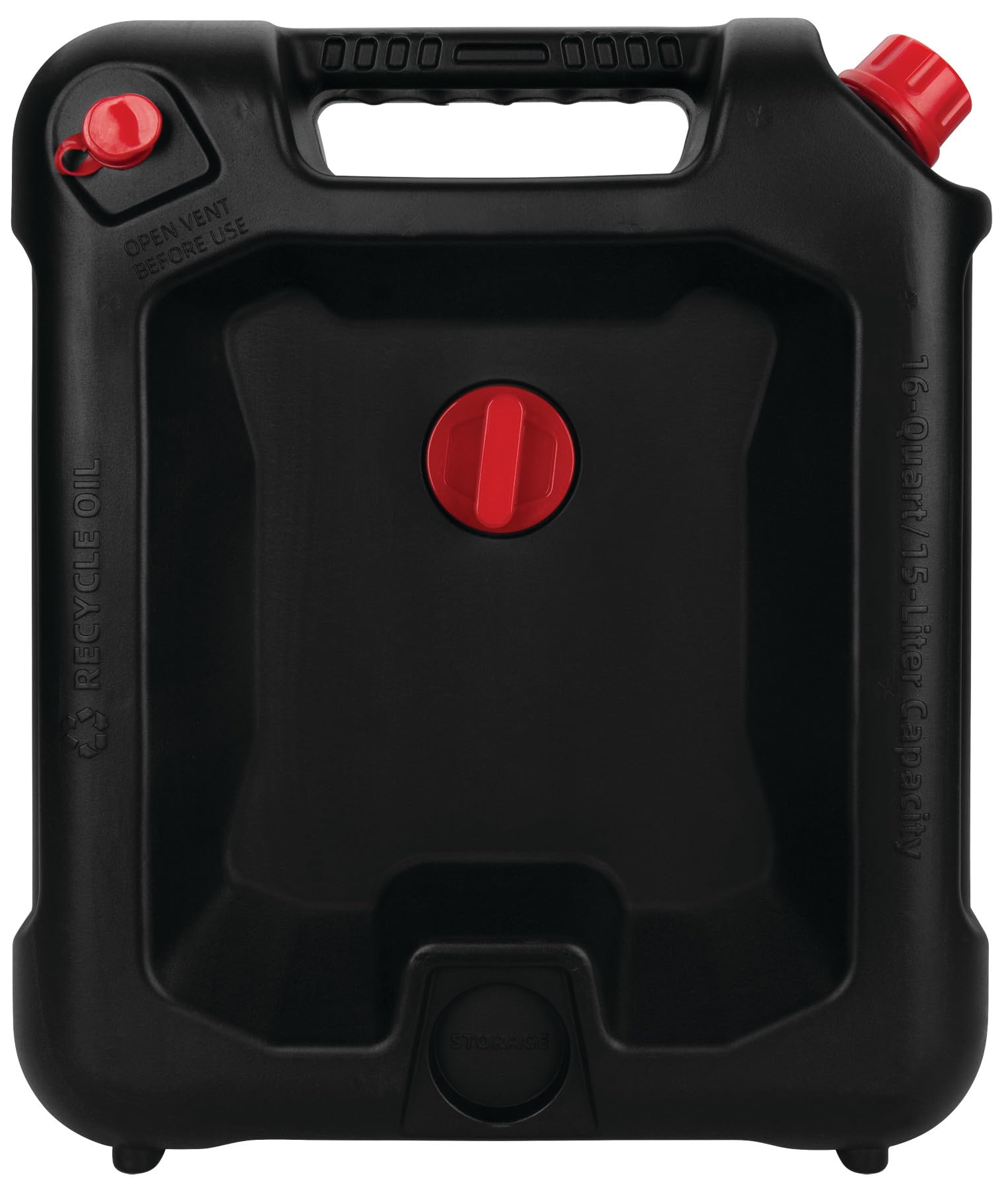 16-Quart Performance Tool W4077 Oil Drain Container, Deep Drain Well, Integrated Handle, Sealing Rubber Gaskets, Black