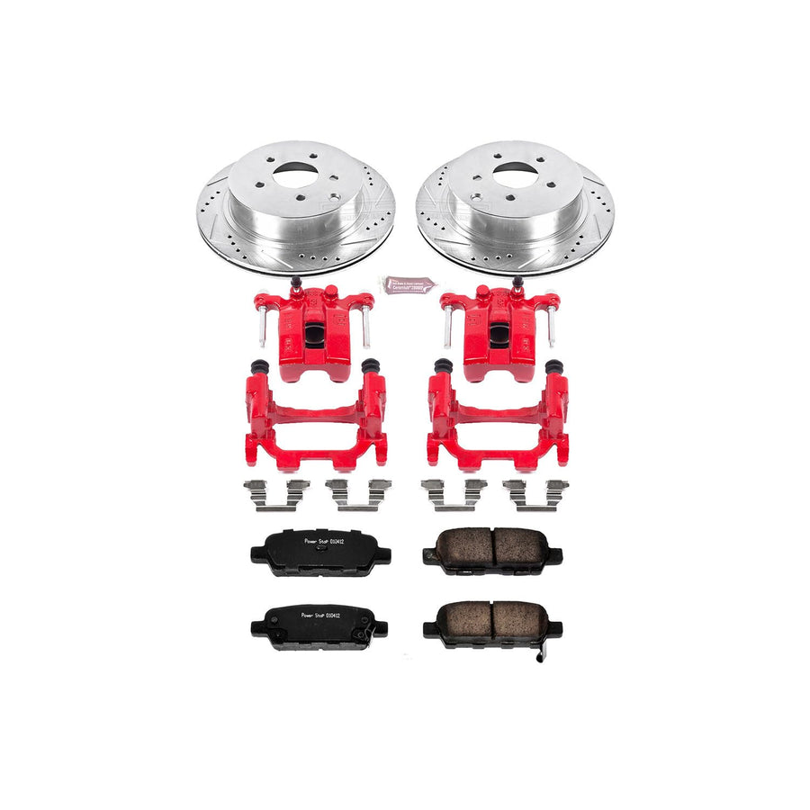 Power Stop Z23 Sport KC2427A 1-Click Brake Kit with Powder Coated Calipers (Brake Pads, Drilled/Slotted Rotors) For J, M35h, M37, M56, QX60, Murano, Pathfinder, Quest [Model Specific]