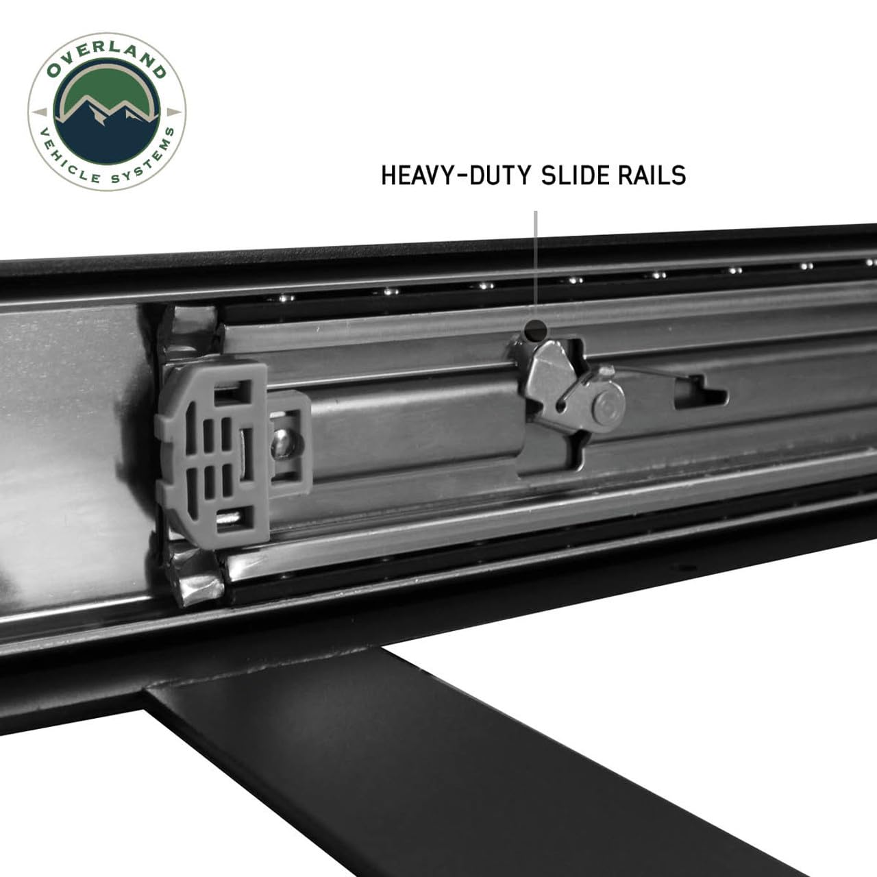 Heavy Duty Overland Vehicle Systems Fridge Slide - Weather Resistant Black Powder Coat Universal Fitment - Aircraft Grade Aluminum and Stainless Steel Hardware
