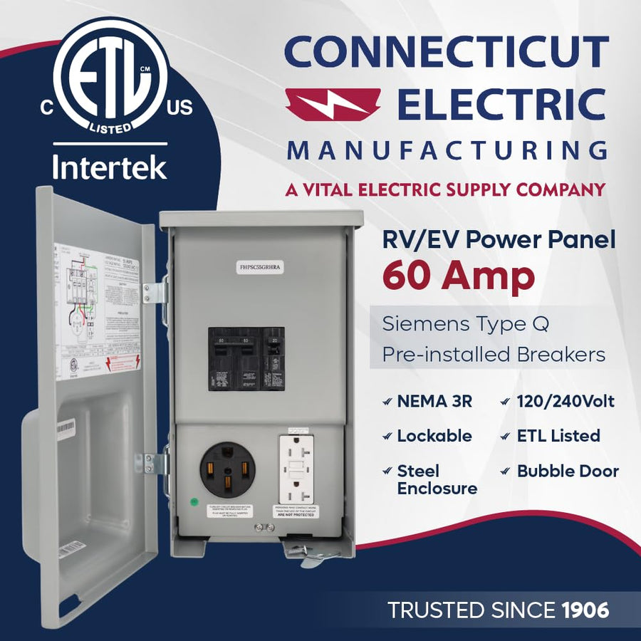 50-Amp Connecticut Electric CESMPSC55GRHR PNL with 20-Amp GFCI Receptacle