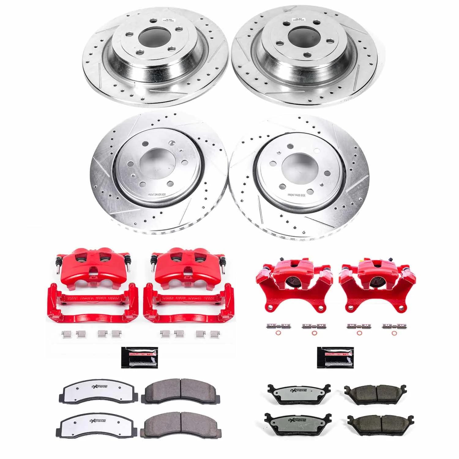 Power Stop Z36 KC6803-36 Front and Rear Truck & Tow Caliper Kit with Rotors, Carbon-Fiber Ceramic Brake Pads For 2015 2016 2017 Ford F-150 [Models with Electric Parking Brake]