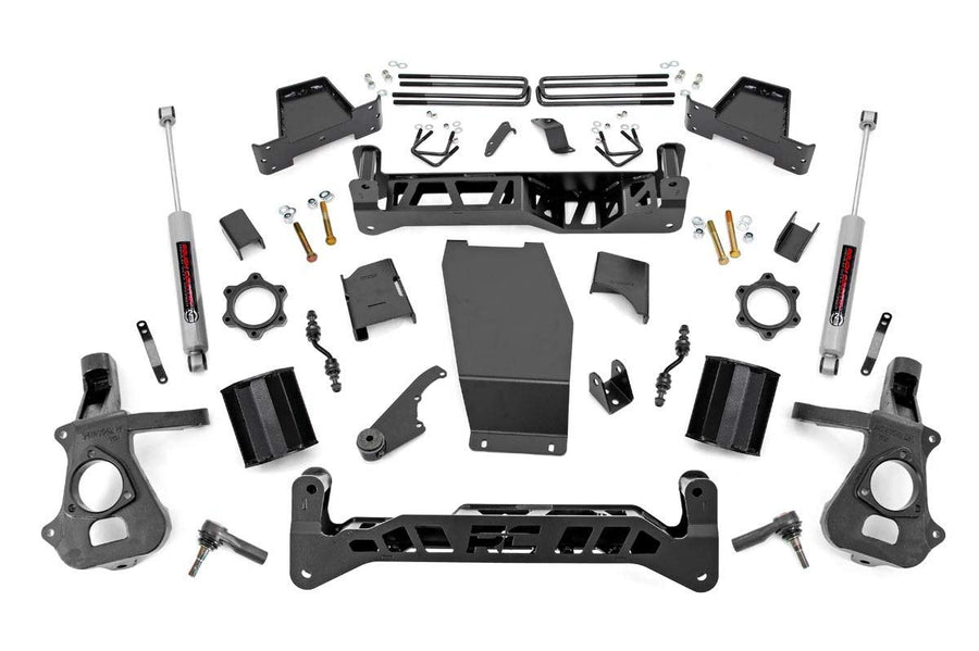 7" Rough Country Lift Kit with Strut Spacers & N3 Rear Shocks for Chevy Silverado & GMC Sierra 1500 (2014-2018 w/Stock Cast Alu or Stamped Steel Control Arms)