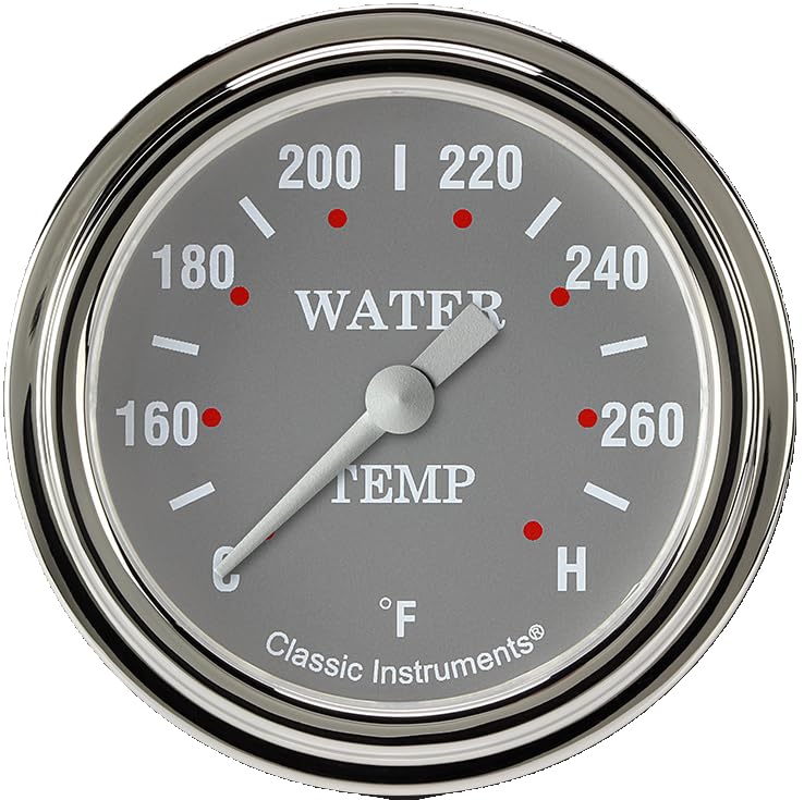 SG326SLF-08 Classic Instruments Silver Gray 2 5/8 in Water Temperature Gauge 1/2